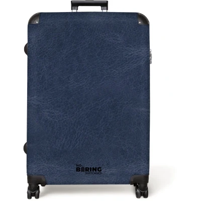 Afbeelding van NoBoringSuitcases.com® Koffer groot Reiskoffer lichtgewicht Lederen look donker blauw Rolkoffer met 4 wielen Grote trolley XL 98 liter bagage