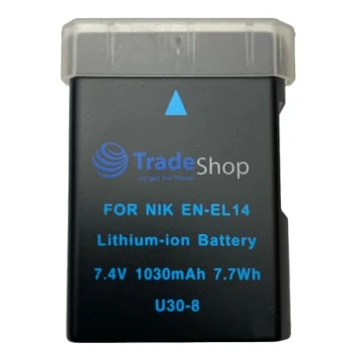 Afbeelding van Hoogwaardige Li Ion accu voor Nikon D3100 / D3200 D5100 P7000 P7100 P7700 D 3100 3200 5100 P 7000 7100 7700 vervangt EN . EL 14 ENEL EL14 ENEL14 met infochip