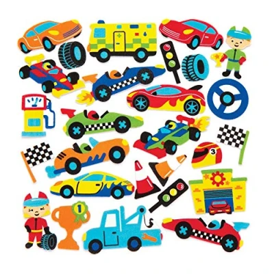 Afbeelding van Baker Ross AW571 Mosrubberstickers &quot;racewagen&quot; (120 stuks) grappige schuimrubberstickers met automotieven voor collageen en knutselwerk,gesorteerd