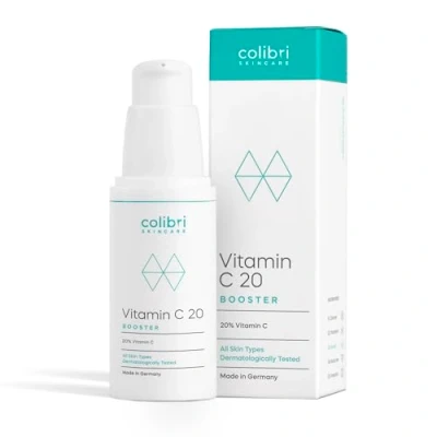 Afbeelding van colibri skincare Vitamin C20 Booster 30ml Vitamine C serum gezicht hooggedoseerde gezichtsverzorging pakt pigmentvlekken, fijne lijntjes en zonneschade aan anti aging