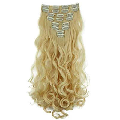 Afbeelding van CAISHA XXL 45cm 8 Delige Set CLIP IN EXTENSIONS Haarextensies Haarstukje Golvend Platinablond CES5 1