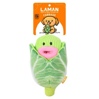 Afbeelding van LAMAN Hide &#039;N Treat koolpuzzel pluche interactief zacht hondenspeelgoed met kreukelpapier en pieper voor mentale stimulatie