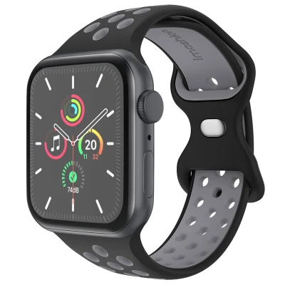 Afbeelding van Apple Watch Sport+ bandje Zwart Geschikt voor Series1/2/3/4/5/6/7/8/9/10/SE (38/40/41 mm) Series 10 (42 Maat S/M Black &amp;