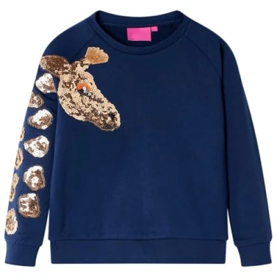 Afbeelding van Kindertrui met giraf van pailletten 92 marineblauw