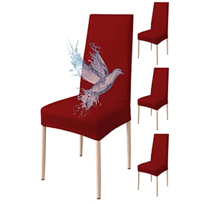 Afbeelding van Poligino Stoelhoezen, 4 stuks, waterdicht, eetkamerstoelhoes, rekbare stoelhoes, universeel, eenvoudig aan te brengen, gemakkelijk reinigen (bordeaux, stuks)