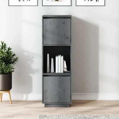 Afbeelding van Hoge kast 38x35x117 cm massief grenenhout grijs