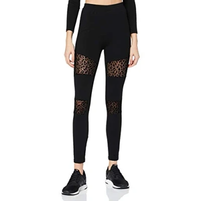Afbeelding van Urban Classics Flock LACE Inset Legging, Dames, Maat: 4XL, Black