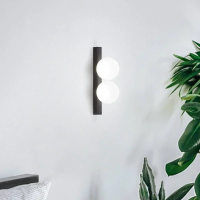 Afbeelding van Ideallux Ideal Lux LED wandlamp Ping Pong zwart 2 lamps opaalglas