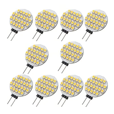 Afbeelding van ShuoHui 10 x G4 LED 24 SMD 12 V DC 1 Watt warm wit lamp halogenervervanging rond 120
