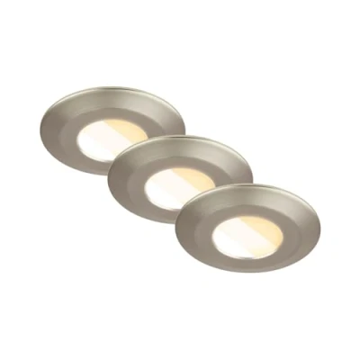 Afbeelding van BRILONER Set van 3 LED badkamer inbouwspots 230V Behuizing 50% gerecycled, kleurtemperatuur verandering, IP44, Ra90, spot, vlak, plafondspots, inbouwspots, badkamer, 90x30mm (DxH), nikkel mat