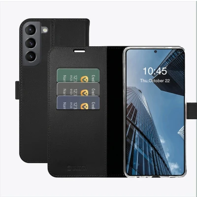 Afbeelding van Valenta Gel Skin Samsung Galaxy S21 FE Book Case Leer Zwart
