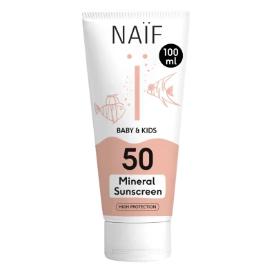 Afbeelding van NAÏF Baby &amp; Kids minerale zonnebrandcrème factor 50 100 ml