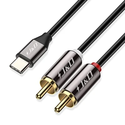 Afbeelding van J&amp;D USB C naar RCA Audiokabel, Type Mannelijk 2 Stereo Audio Omzetter Y Splitter Kabel Compatibel voor Meeste Telefoon Apparaten, Laptop, 1 Meter