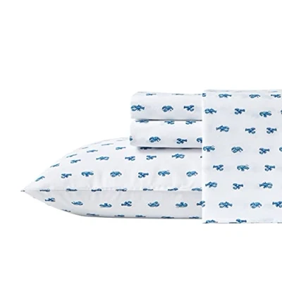 Afbeelding van Nautica Queen Sheet Set, Katoen Percale Beddengoed Crisp &amp; Cool, Lichtgewicht Ademend (Cloyster Blue, Queen)