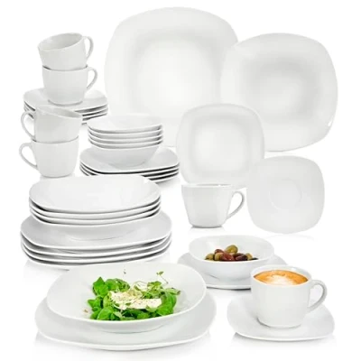 Afbeelding van Sänger servies Bilgola van porselein, 36 delig, deze serviesset omvat dinerborden, soepborden, dessertborden, kopjes (175 ml), passende onderzetters en schalen