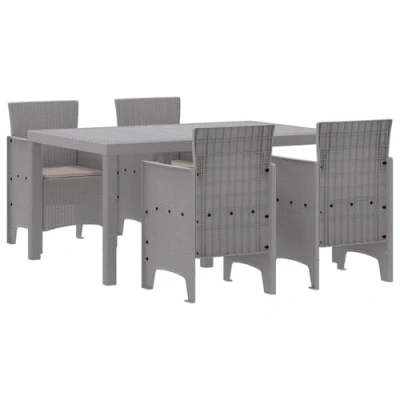 Afbeelding van vidaXL Tuin dinerset 5 pcs Lichtgrijs 150 x 100 73 cm PE Riet