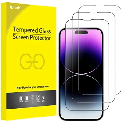 Afbeelding van JETech Volledige Dekking Screen Protector voor iPhone 14 Pro 6,1 Inch, 9H Gehard Glas Film Schermbeschermer Hoesje Vriendelijk, HD Doorzichtig, 3 Stuks