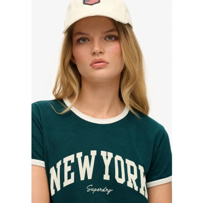 Afbeelding van Superdry Vrouwen Athletic Essential Ringer T shirt met Aansluitende Pasvorm Groen Grootte: 34