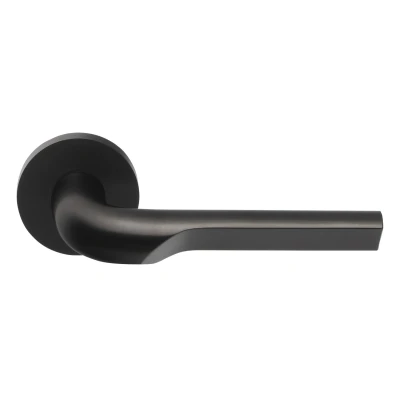 Afbeelding van Formani deurkruk Rivio by Gensler GL100 G geveerd op rozet PVD mat zwart