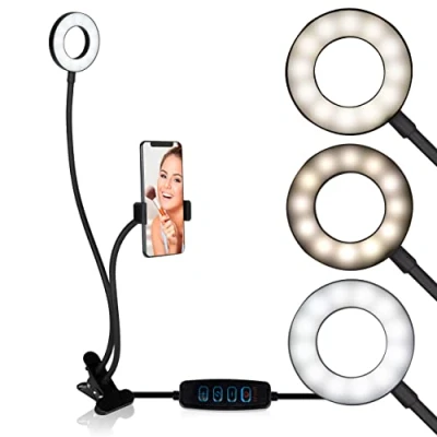 Afbeelding van Selfie Studio Ringlamp Met Klem 2 In 1