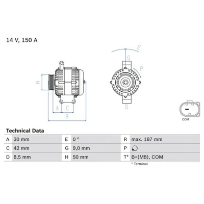 Afbeelding van Bosch Alternator/Dynamo 0 986 080 040