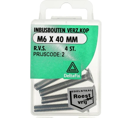 Afbeelding van Deltafix inbusbout platkop r.v.s. a2 m6 x 40 mm din 7991 4 st.
