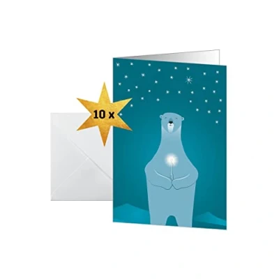 Afbeelding van SIGEL DS077 Kerstkaarten &quot;IJsbeer met kaars&quot;, A6, 10 kaarten incl. enveloppen