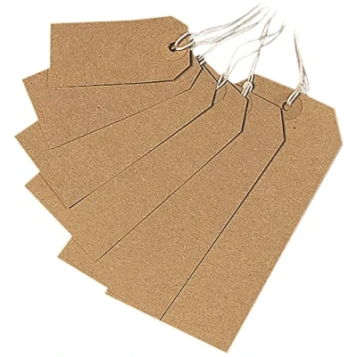 Afbeelding van Q Connect KF01596 hanger met linten, 70 x 35 mm, 1000 stuks, geelbruin
