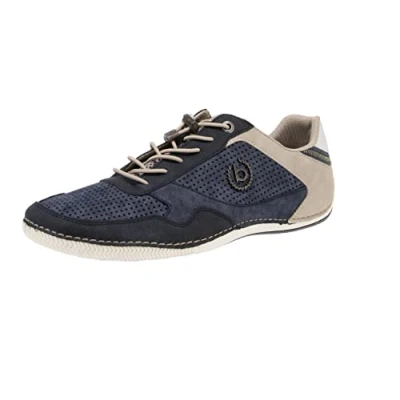 Afbeelding van bugatti heren Casual sneakers met flexibele zool, veterschoenen traagschuim, elastische schoenveters, Donkerblauw Blauw, 46 EU