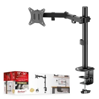Afbeelding van Barkan Monitor Arm Monitorstandaard voor 1 scherm van 13&quot;/ 34&quot; Flat &amp; Curved Monitoren Zwart