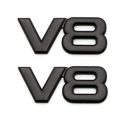 Afbeelding van 2 stuks V8 embleem 3D metalen motor display auto sticker badge (zwart)