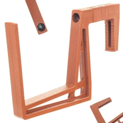 Afbeelding van KADAX Balkonbakhouder van plastic, bloembakhouder zonder boren, verstelbare haken en houder voor bloembak, balkonbak, balkon (baksteenrood)