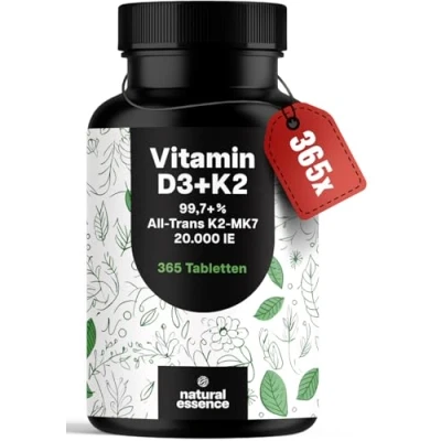 Afbeelding van Vital® 99,7+% All Trans K2 MK7, hoge dosis, 365 tabletten met 20.000 IE, geproduceerd in Duitsland, XXL Family verpakking