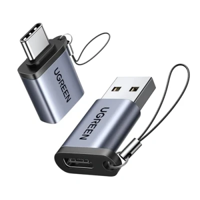 Afbeelding van UGREEN USB C naar en 3.0 Adapter (2st) Compatibel met iPhone 15 Pro Max iPad Galaxy S23 serie Laptops etc. (Grijs)