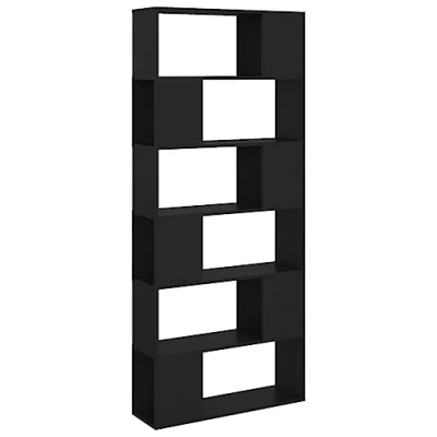 Afbeelding van vidaXL Boekenkast/kamerscherm 80x24x186 cm spaanplaat zwart, room divider, boekenkast, kamerscherm, dividers, boekenkasten, kamerschermen