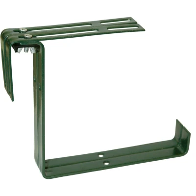 Afbeelding van Set van 2 verstelbare metalen balkonbeugels voor een railing t/m 14 cm in de kleur donker groen Plantenbakbeugels
