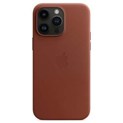 Afbeelding van Apple Leather Case + MS iPhone 14 Pro Max Umber