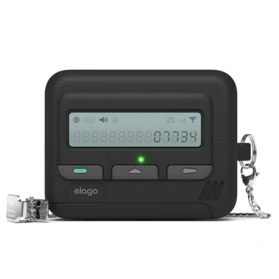 Afbeelding van elago Pager Hoesje Compatibel met Samsung Galaxy Buds 3 &amp; Pro Case, Sleutelkoord inbegrepen, Schokbestendig, Volledige Bescherming (Zwart)