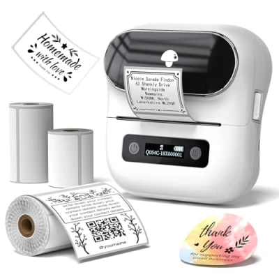 Afbeelding van Phomemo M220 Labelprinter Draagbaar Etiketteerapparaat, voor Barcode, Thuis, Kantoor en Kleine Bedrijven, Compatibel met Smartphones PC