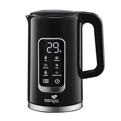 Afbeelding van SENYA Elektrische waterkoker, 1,7 l, groot digitaal display, 5 automatische en instelbare temperatuurprogramma&#039;s, warmhoudfunctie, 360 graden sokkel ergonomische handgreep, kleur zwart
