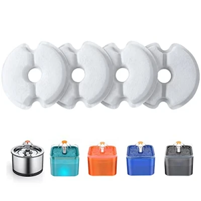 Afbeelding van Yiupea Waterfonteinfilter 4 stuks, drinkfonteinfilter voor 2 l &amp; 2,5 / 67 oz 84 kattenbloesem drinkfontein, katoenen actieve kool hars kattenfonteinfilter met drievoudige filtratie