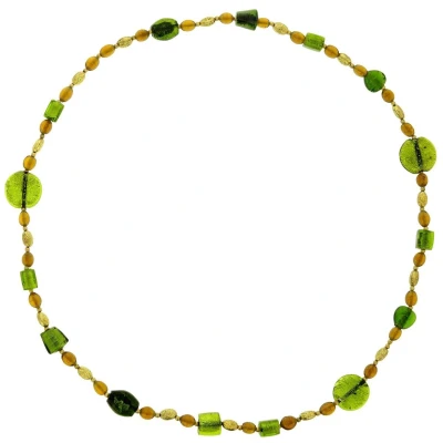 Afbeelding van Behave Lange ketting met bruine en groene glaskralen