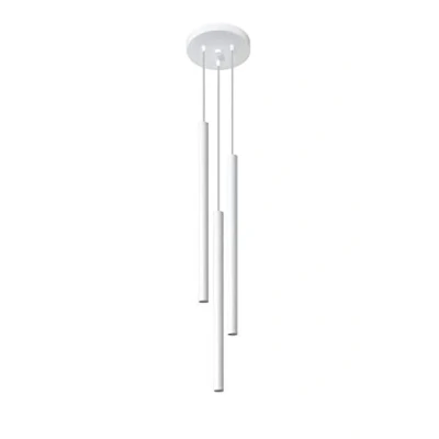 Afbeelding van Sollux Lighting Pastelo 3P Plafondhanglamp, modern design met cilindrische metalen kap, verwisselbare G9 gloeilamp, 3 x max 8 W led, gepoedercoat staal, wit, 20 90 cm