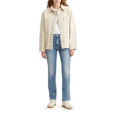 Afbeelding van Levi&#039;s dames 724 high waist slim fit jeans met lichte wassing in de kleur Indigo, maat: W30/L28