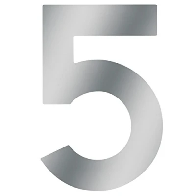 Afbeelding van Metafranc Huisnummer 5 roestvrij staal 120 mm 3D design goede leesbaarheid individuele combinatiemogelijkheden/belettering/cijfering/huisdeur/huisdeur/tuindeur / 424047