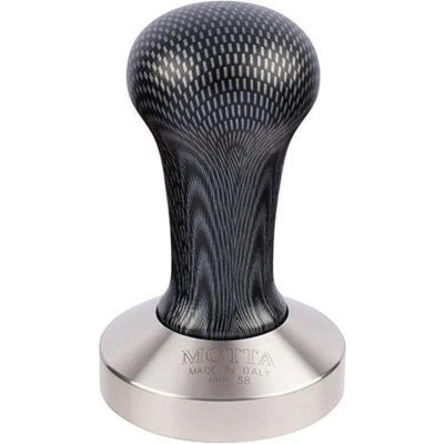 Afbeelding van Motta Koffie Tamper Carbon met RVS voet 58mm