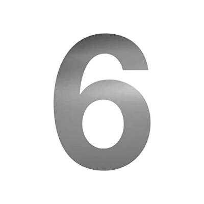Afbeelding van kfz6756 Nummersticker nr. 6 in zilver, hoogte 10 cm, zelfklevend huisnummer, cijfer om op te plakken, voor buiten, brievenbus, deur, weerbestendig