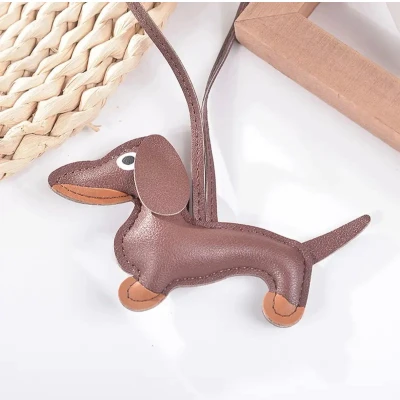 Afbeelding van Teckel Sleutelhanger Leder Zwart Teckelsleutelhanger Tashanger Leer Hond