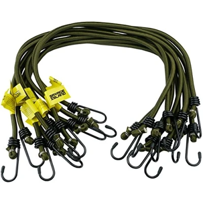 Afbeelding van Savage Island 10 spanrubbers, extra sterk, olijfgroen, met haken aan beide uiteinden, elastisch, tuin, auto, kluis, bagage, outdoor, camping