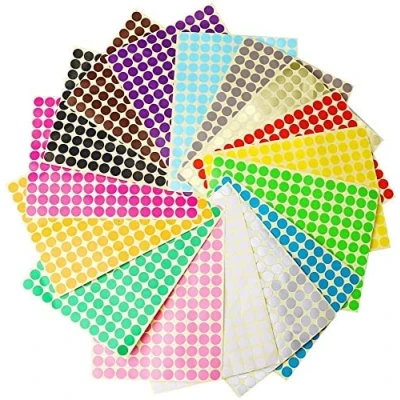 Afbeelding van Stippenstickers, 16 vellen 10 mm ronde gekleurde stippen kleverige 2475 cirkelvormige stippenlabels coderende stipstickers voor kantoor, school, kalenders, kaart, kunst ambacht